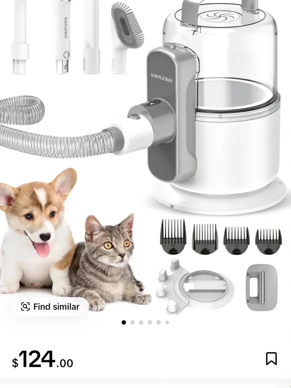 SimpleWay Handheld Garment Steamer + Attachments in White and Gray